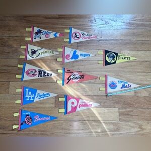 1970s Mini 7" MLB Baseball Vintage Pennants